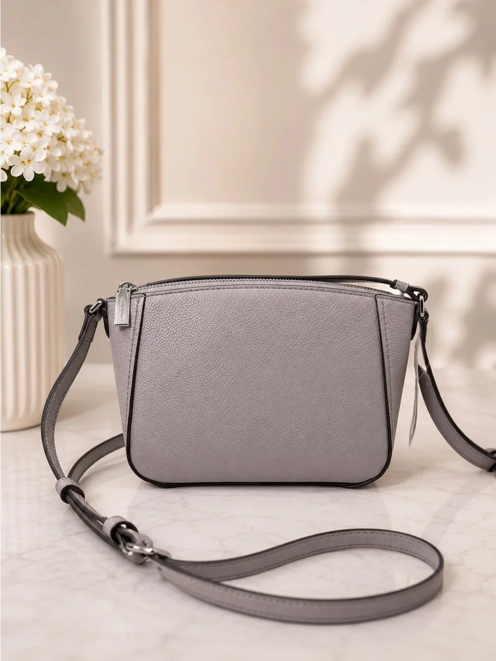kate spade Pebbled Leather Crossbody Bag in Soft Taupe